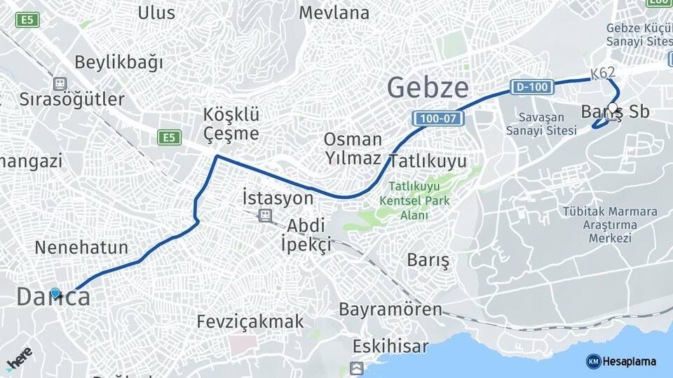Darıca Gebze Otogarı Arası Kaç Km - Yol Tarifi