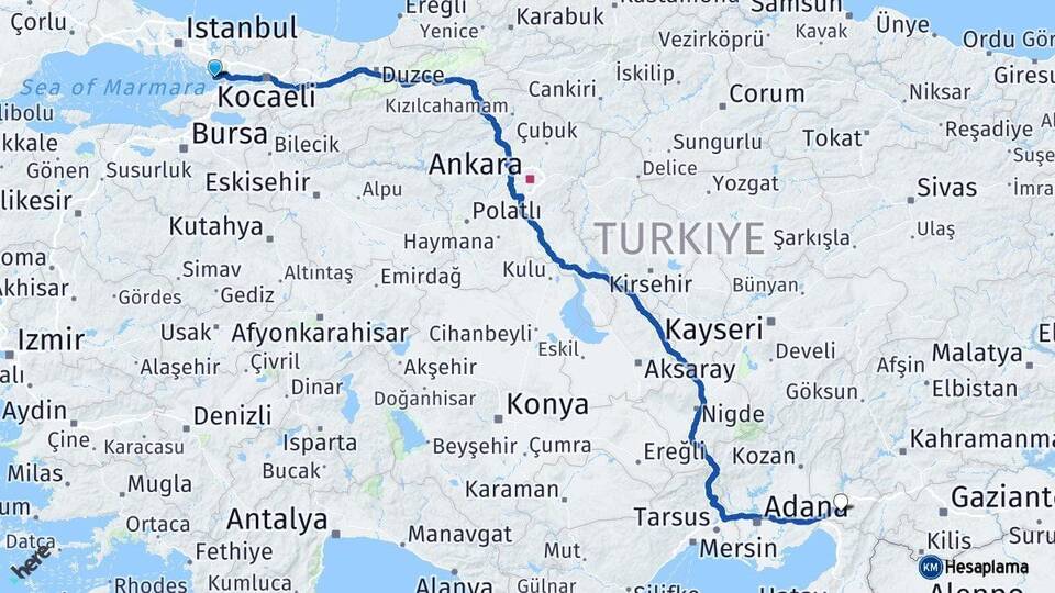 Kocaeli Darıca Osmaniye Arası Kaç Km - Yol Haritası