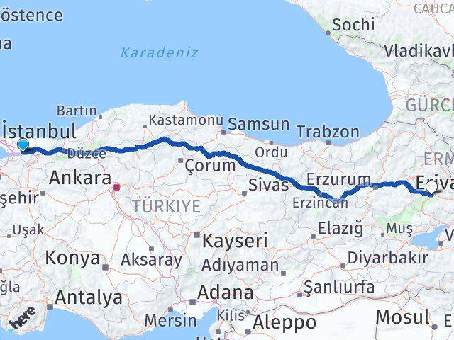 Kocaeli Derince Ağrı Arası Kaç Km - Yol Haritası