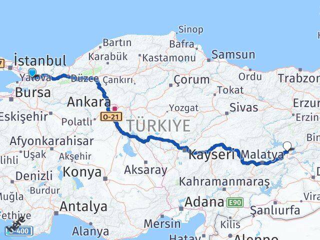 Kocaeli Derince Elazığ Arası Kaç Km - Yol Haritası