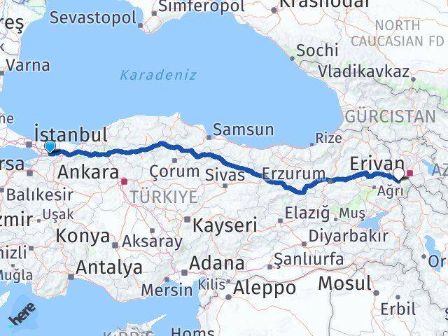 Kocaeli Derince Iğdır Arası Kaç Km - Yol Haritası