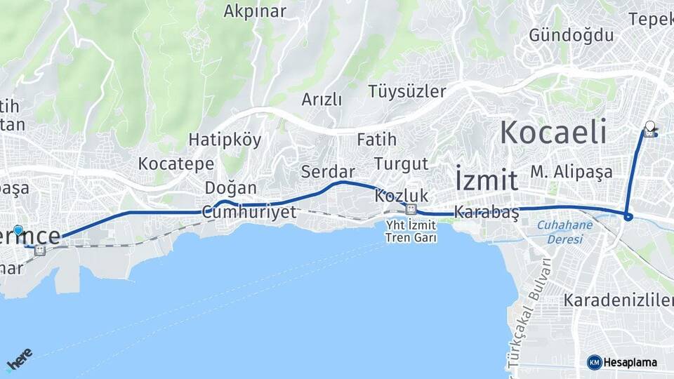 Derince İzmit Otogarı Arası Kaç Km - Yol Tarifi