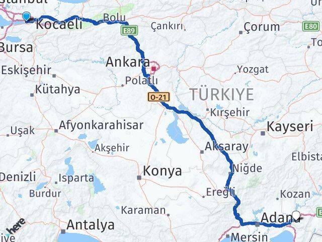 Kocaeli Derince Osmaniye Arası Kaç Km - Yol Haritası