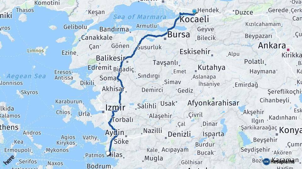 Kocaeli Didim Aydın Arası Kaç Km - Yol Haritası