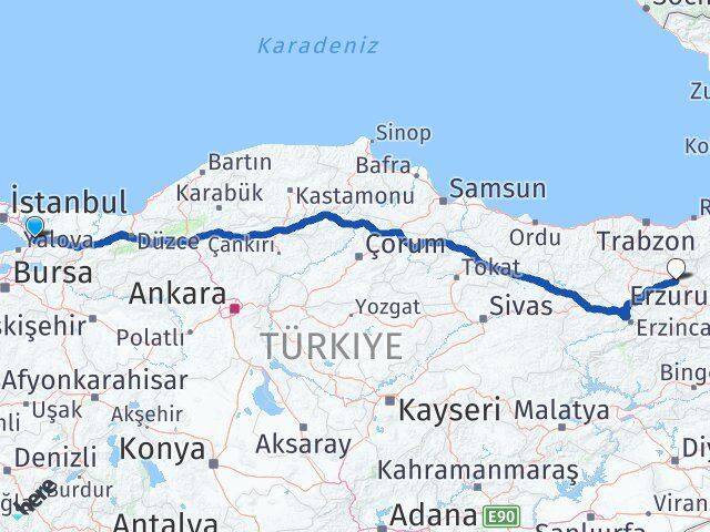 Kocaeli Dilovası Bayburt Arası Kaç Km - Yol Haritası