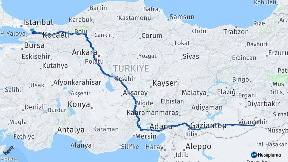 Kocaeli Dilovası Mardin Arası Kaç Km - Yol Haritası