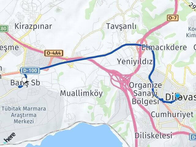 Mimar Sinan Gebze Otogarı Arası Kaç Km - Yol Tarifi