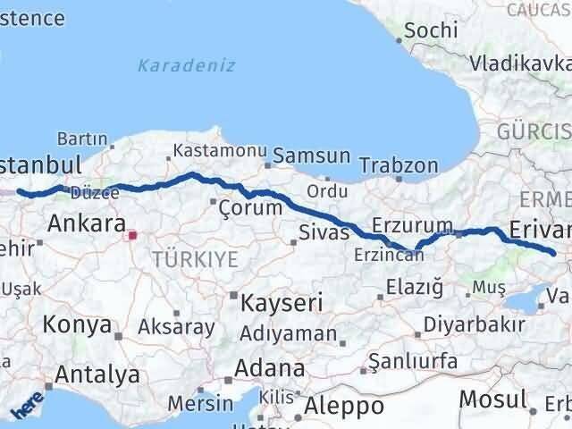 Kocaeli Diyadin Ağrı Arası Kaç Km - Yol Haritası