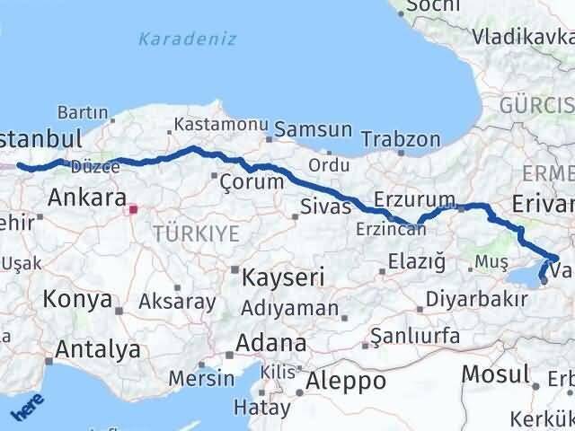 Kocaeli Edremit Van Arası Kaç Km - Yol Haritası
