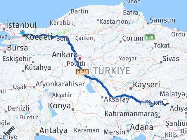 Kocaeli Ekinözü Arası Kaç Km - Yol Tarifi