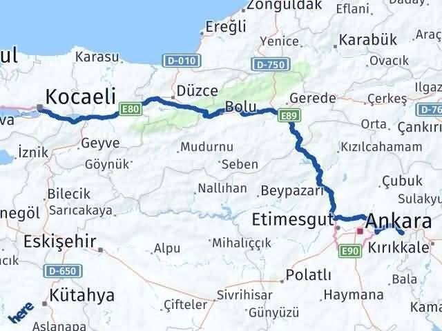 Kocaeli Elmadağ Ankara Arası Kaç Km - Yol Haritası