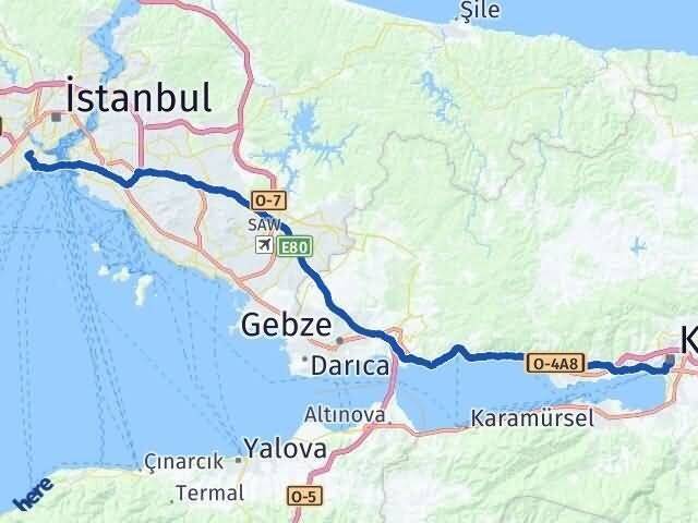 Kocaeli Fatih İstanbul Arası Kaç Km - Yol Haritası