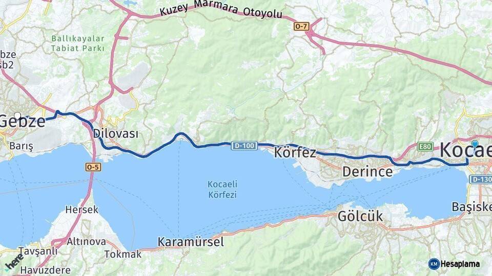 Kocaeli Gebze Arası Kaç Km - Yol Haritası