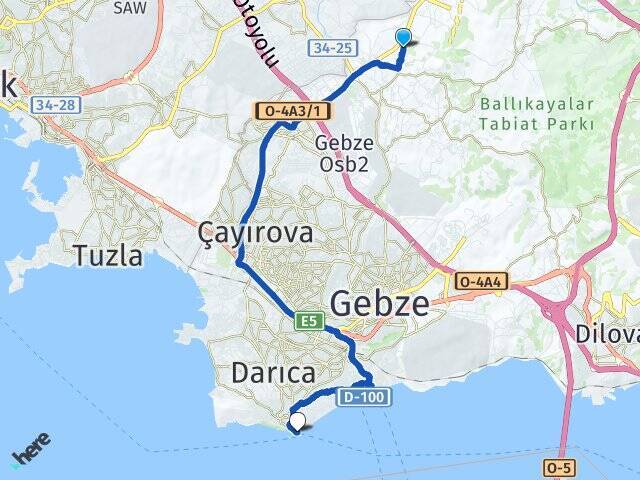 Balçık Darıca Vapur İskelesi Arası Kaç Km - Yol Tarifi