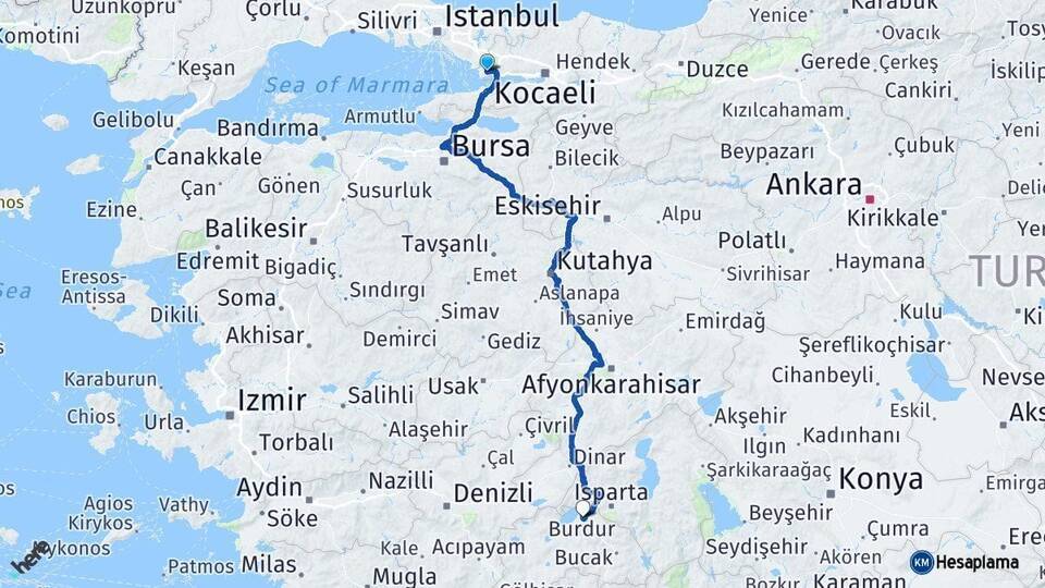 Gebze Burdur Arası Kaç Km - Yol Tarifi