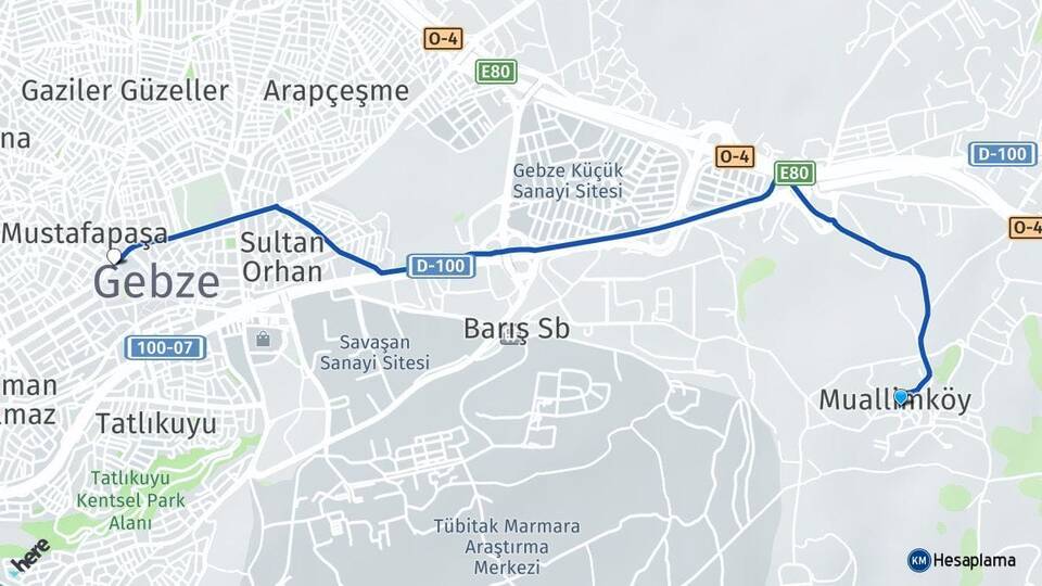 Muallimköy Gebze Arası Kaç Km - Yol Tarifi