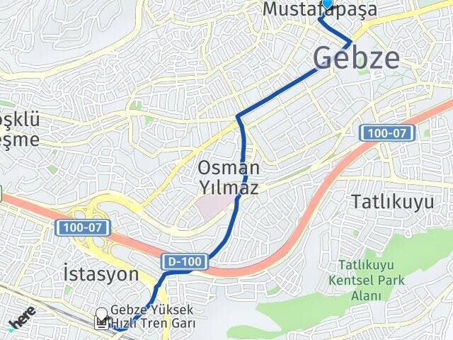 Mustafapaşa Gebze YHT Garı Arası Kaç Km - Yol Tarifi