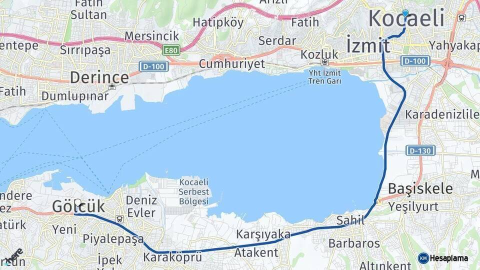 Kocaeli Gölcük Arası Kaç Km - Yol Haritası
