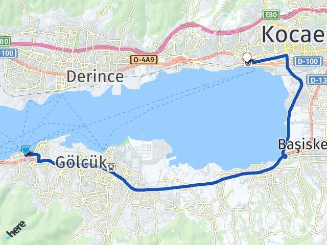 Kocaeli Gölcük Değirmendere İzmit YHT Garı Arası Kaç Km - Yol Haritası