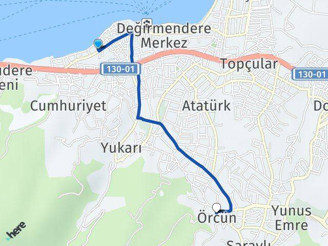 Değirmendere Yalı Örcün Arası Kaç Km - Yol Tarifi