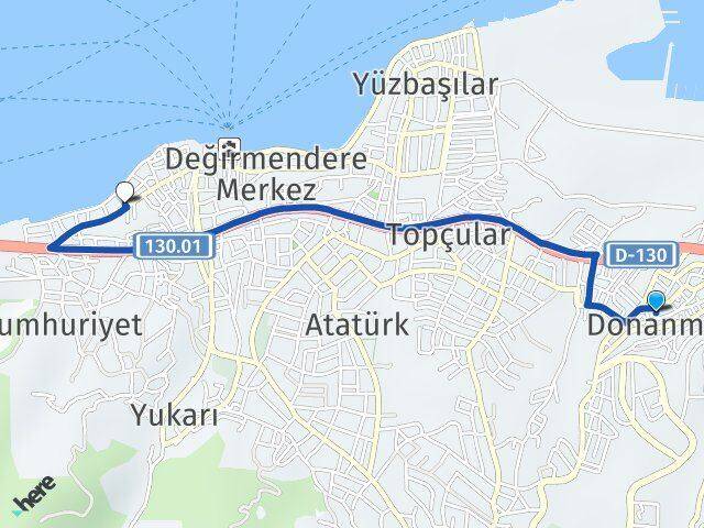 Donanma Değirmendere Yalı Arası Kaç Km - Yol Tarifi