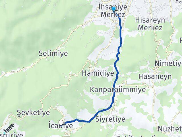 İhsaniye İcadiye Arası Kaç Km - Yol Tarifi
