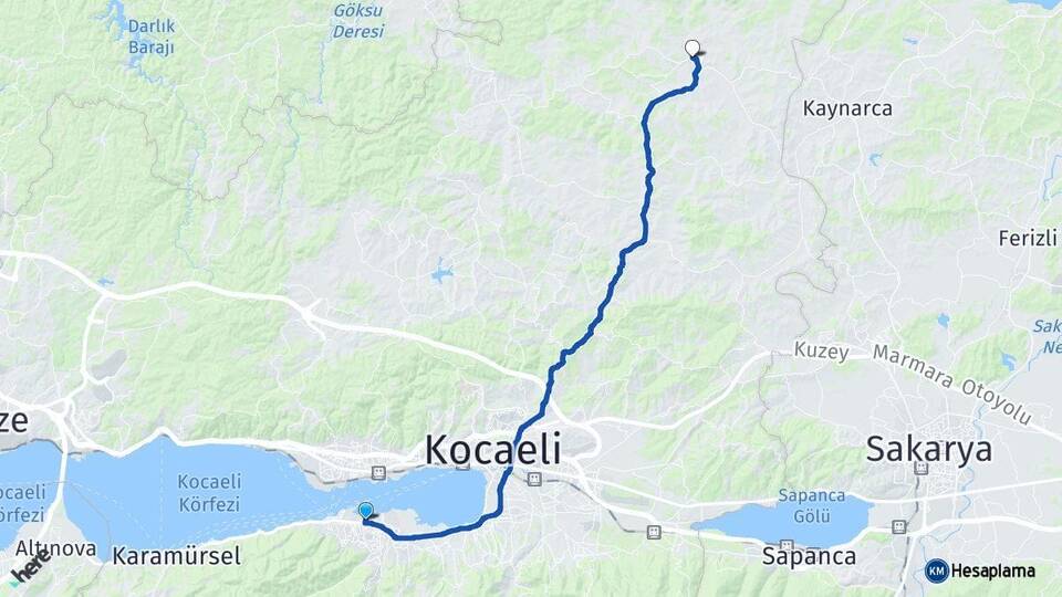 Kocaeli Gölcük Kandıra Arası Kaç Km - Yol Haritası