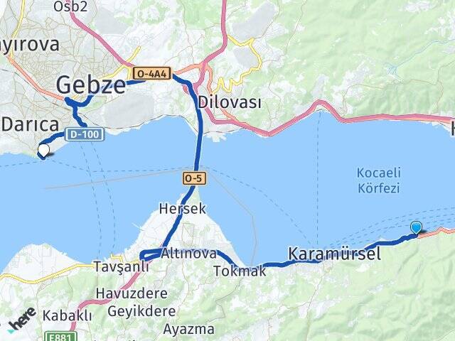 Ulaşlı Yalı Darıca Vapur İskelesi Arası Kaç Km - Yol Tarifi
