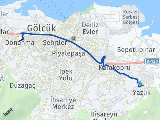 Yazlık Donanma Arası Kaç Km - Yol Tarifi