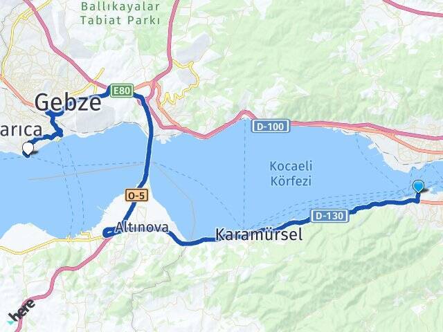 Yüzbaşılar Darıca Vapur İskelesi Arası Kaç Km - Yol Tarifi