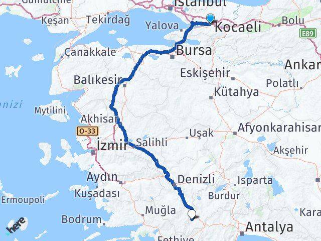Kocaeli Gölhisar Burdur Arası Kaç Km - Yol Haritası