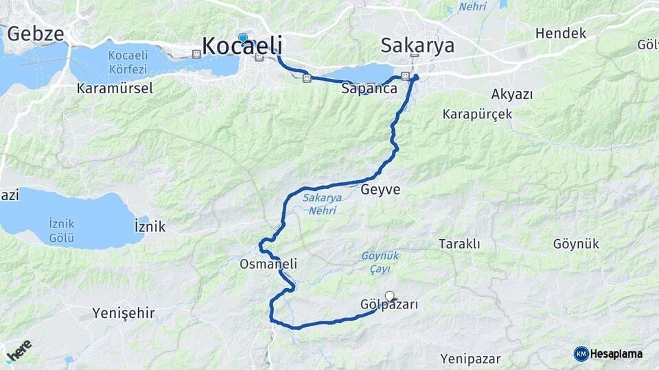 Kocaeli Gölpazarı Bilecik Arası Kaç Km - Yol Haritası
