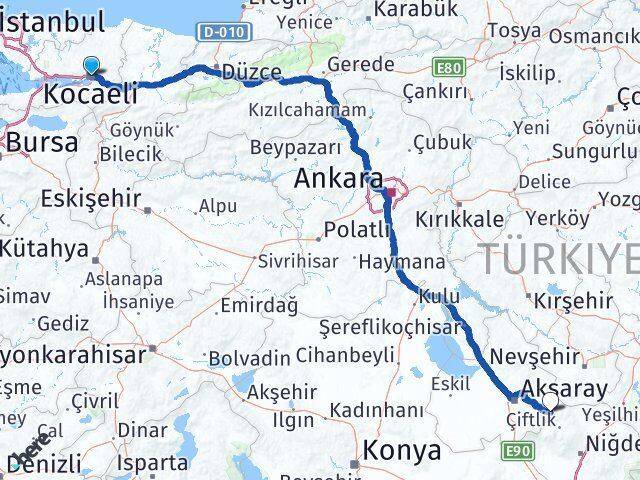 Kocaeli Güzelyurt Aksaray Arası Kaç Km - Yol Haritası
