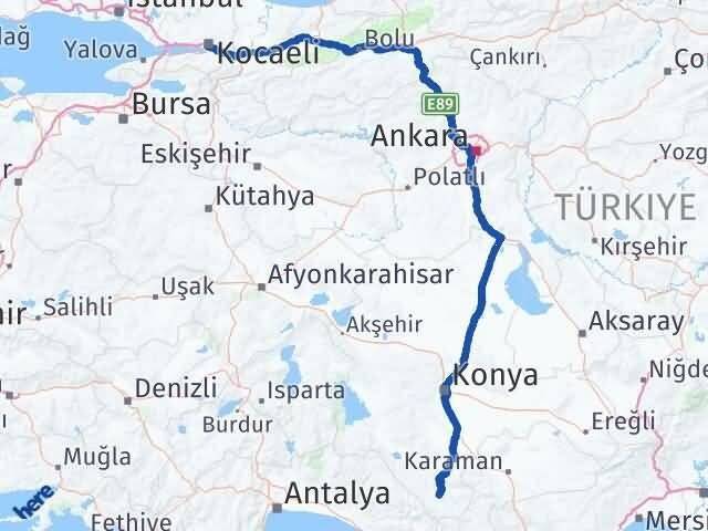Kocaeli Hadim Konya Arası Kaç Km - Yol Haritası