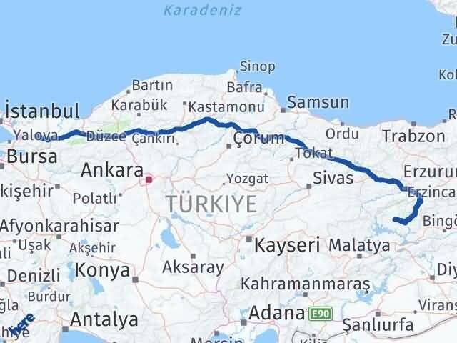 Kocaeli Hozat Tunceli Arası Kaç Km - Yol Haritası