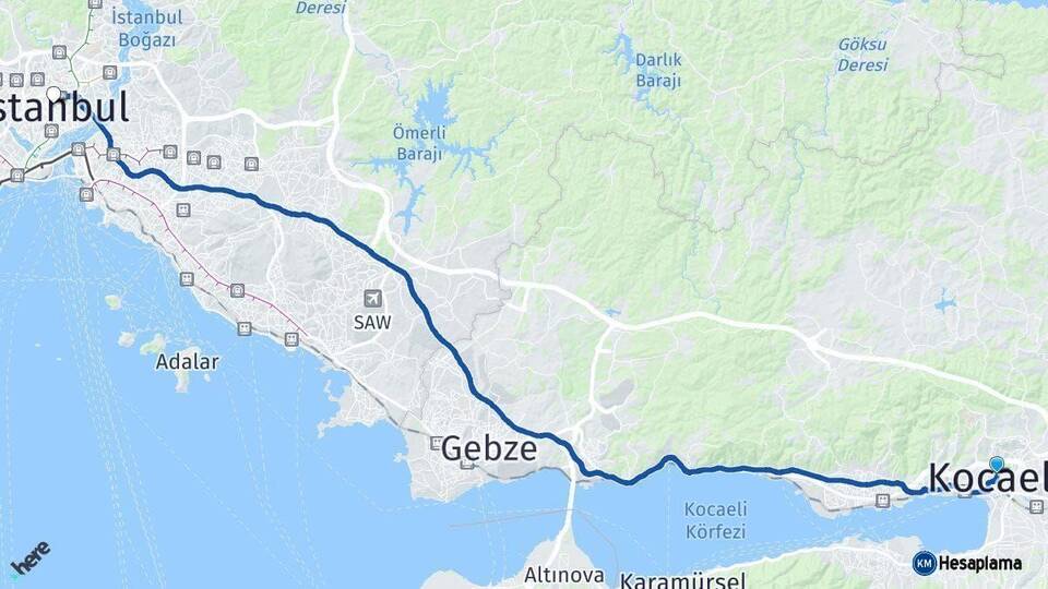 Kocaeli İstanbul Arası Kaç Km - Yol Haritası