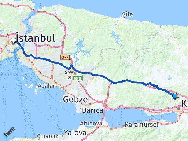 Kabaoğlu İstanbul Arası Kaç Km - Yol Tarifi