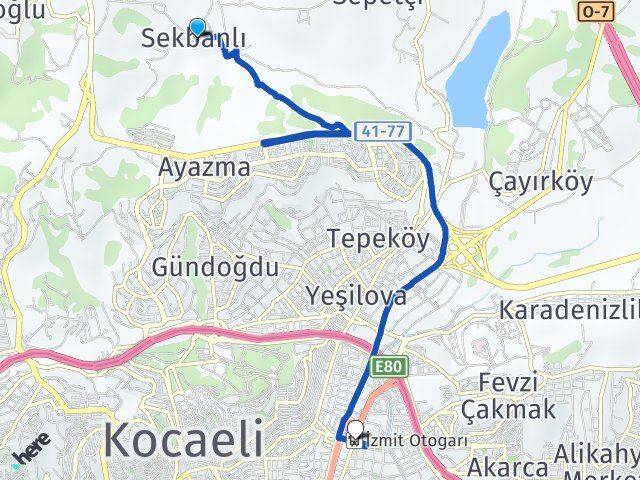 Sekbanlı İzmit Otogarı Arası Kaç Km - Yol Tarifi