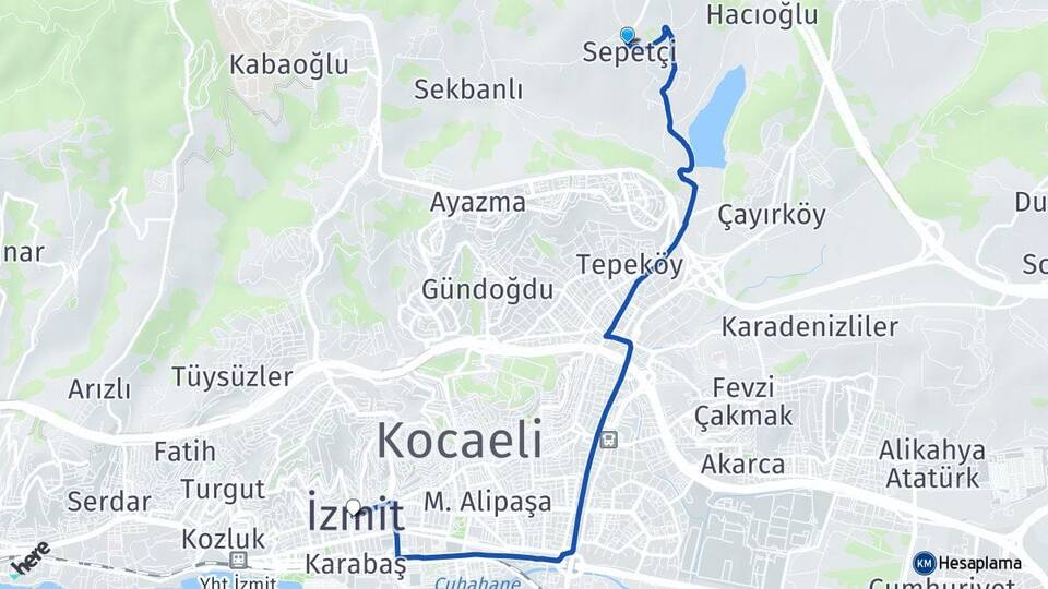 Kocaeli İzmit Sepetçi İzmit Arası Kaç Km - Yol Haritası