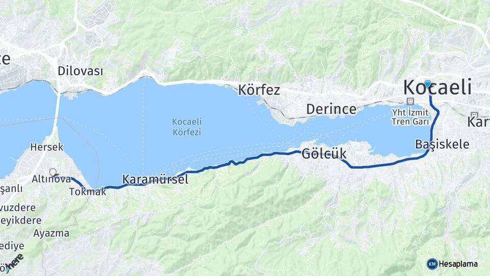 Kocaeli İzmit Topçular Altınova Yalova Arası Kaç Km - Yol Haritası