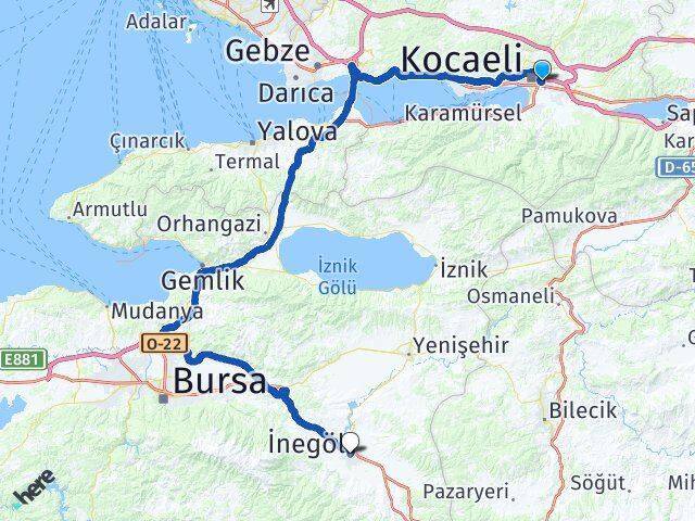 Yahyakaptan İnegöl Arası Kaç Km - Yol Tarifi