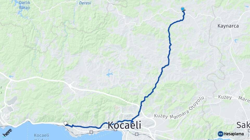 Kocaeli Kandıra Körfez Arası Kaç Km - Yol Haritası