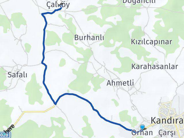 Orhan Çalköy Arası Kaç Km - Yol Tarifi