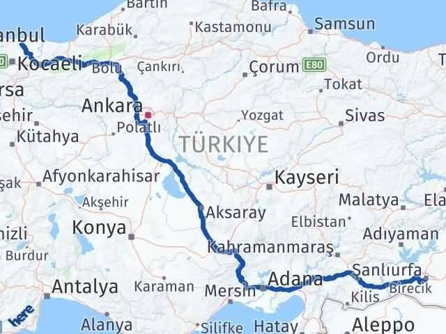 Kocaeli Kandıra Şanlıurfa Arası Kaç Km - Yol Haritası