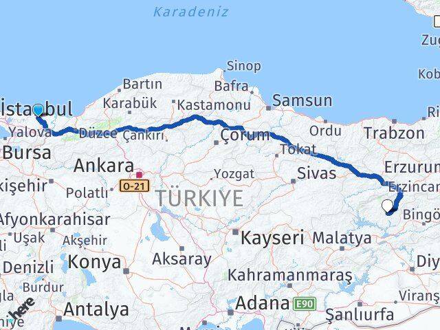 Kocaeli Kandıra Tunceli Arası Kaç Km - Yol Haritası