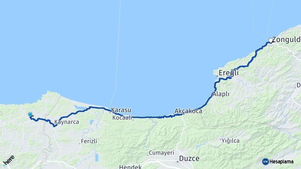 Kocaeli Kandıra Zonguldak Arası Kaç Km - Yol Haritası