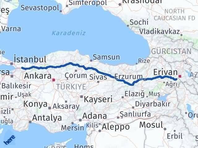 Kocaeli Karakoyunlu Iğdır Arası Kaç Km - Yol Haritası