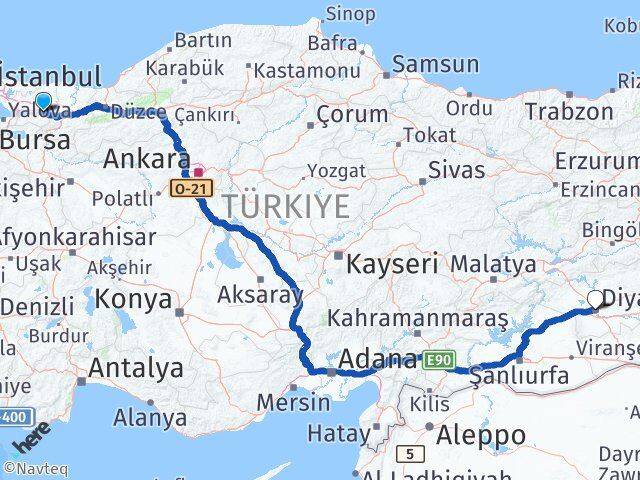 Kocaeli Kartepe Diyarbakır Arası Kaç Km - Yol Haritası