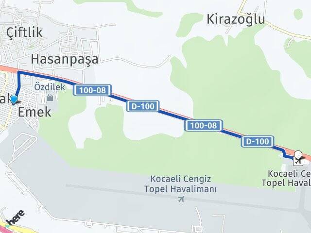 Emekevler Cengiz Topel Havalimanı Arası Kaç Km - Yol Tarifi