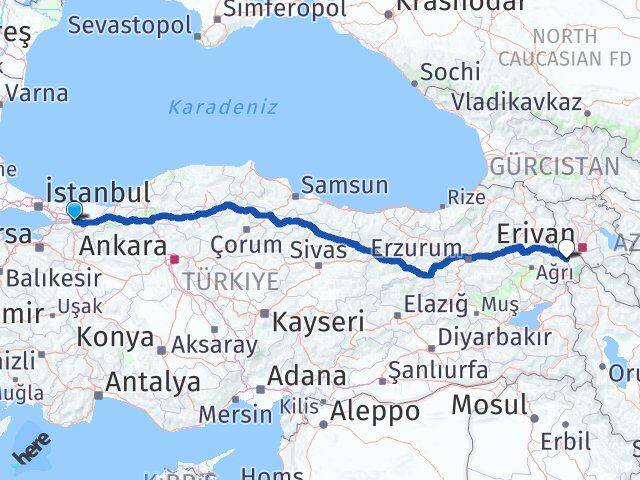 Kocaeli Kartepe Iğdır Arası Kaç Km - Yol Haritası